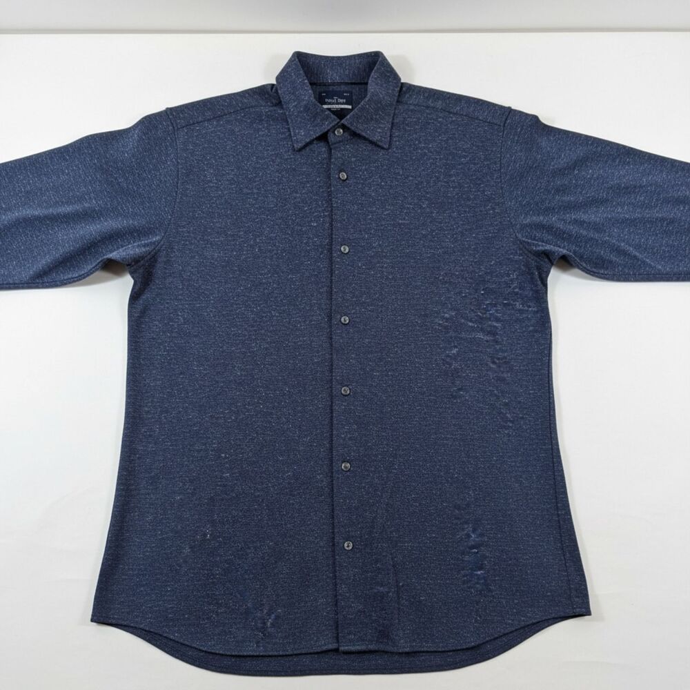 The Savile Row Company Men's Slim Fit Comfort Knit Button-Up Shirt 16.5 34-35
